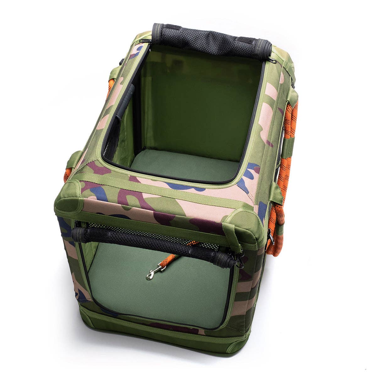 ROVERLUND - AWAY-WE-GO PET CRATE: CAMO / ORANGE / SMALL - UP TO 25LBS